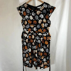 LA Soul Size Medium Cat Dress Kitty Black Multicolor Retro